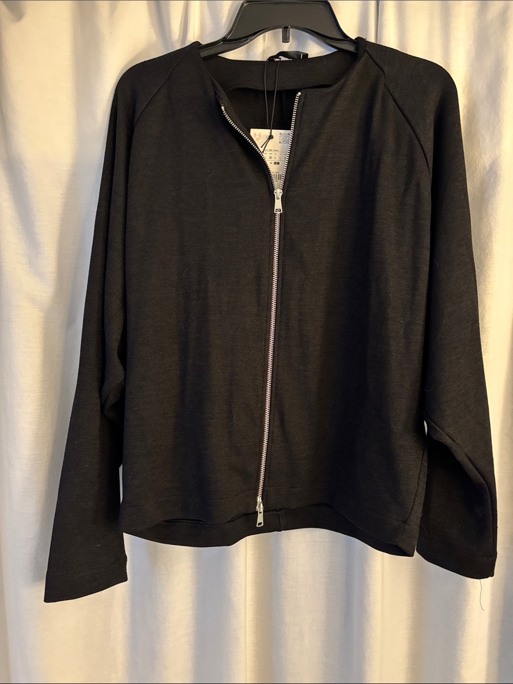 Zara Black Zip-Front Women’s Sweatshirt
